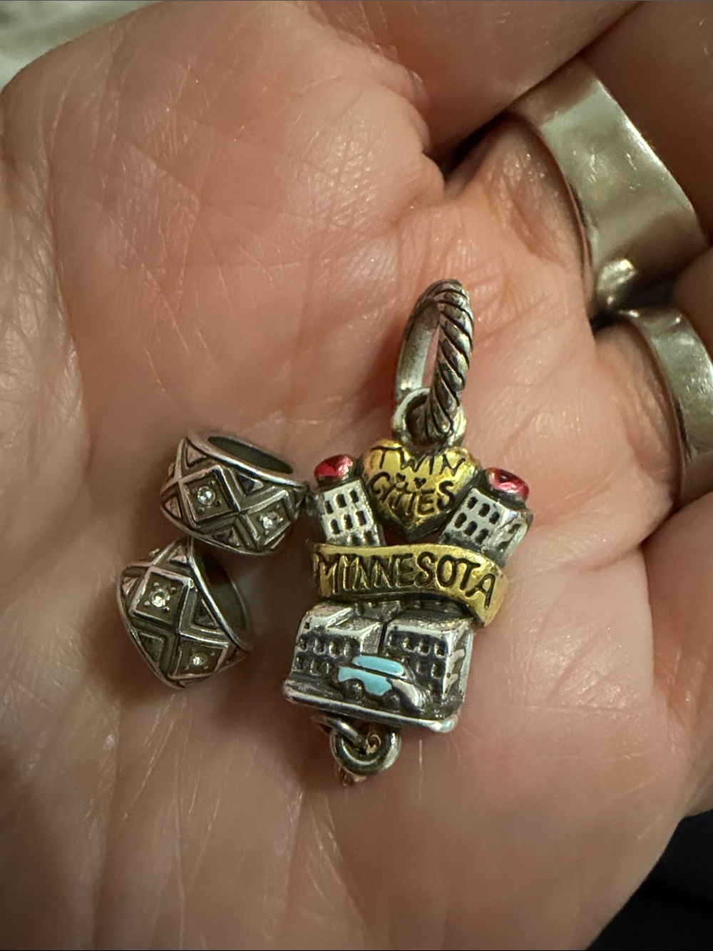 Brighton Minnesota Twin Cities charm with two spacers